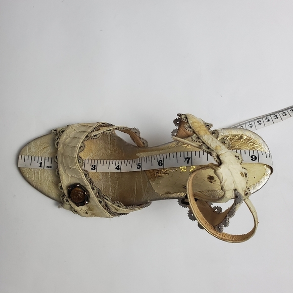 Cantarini Womens Ankle Strap Heels Sandals Shoes Beige Snakeskin Size EU 35 - Picture 13 of 13